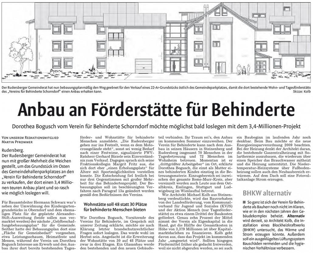 Schorndorfer Nachrichten, 08.07.2009